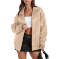 Damen lässige Oversize-Jacke mit elastischen Bündchen und praktischen Taschen R&B