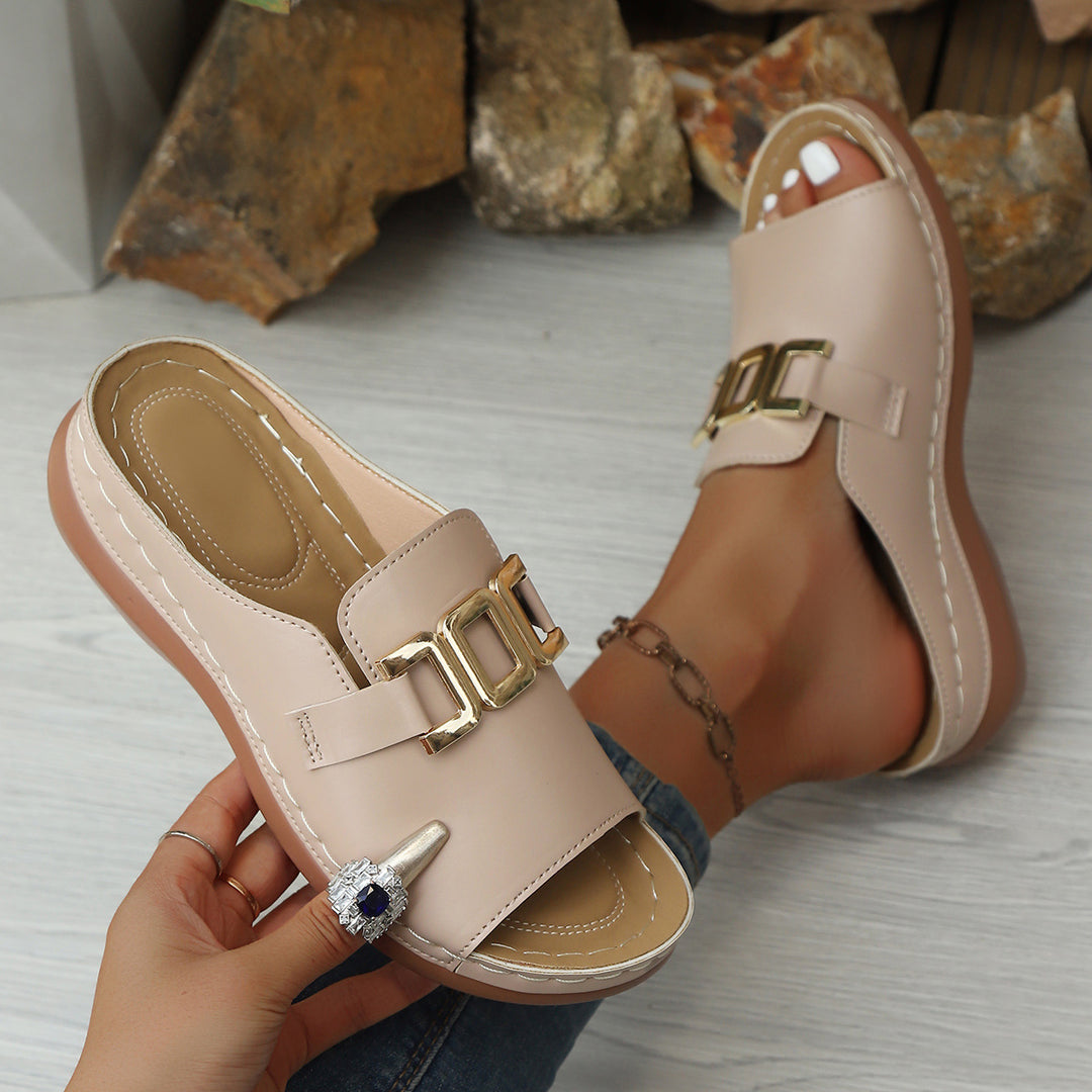 Damen Elegante und bequeme Mules mit modischen Schnallen R&B