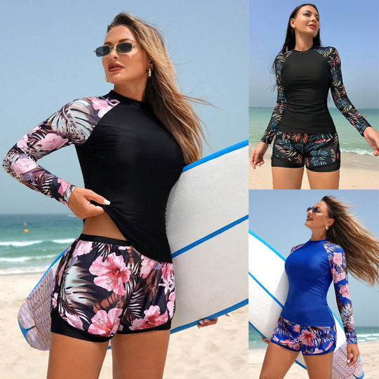 Damen Langarm Surfshirt mit komfortabelen Shorts R&B