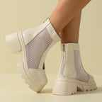 Damen trendy Verbindung von Stiefeln und Ankle Boots mit luftigen Mesh-Elementen R&B