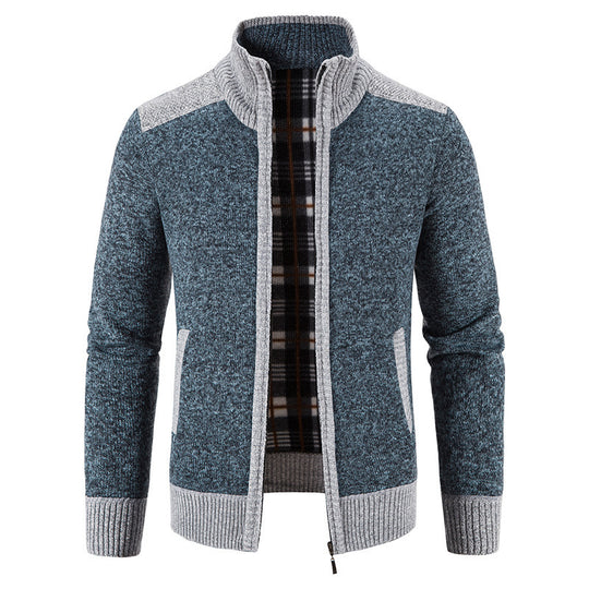 Herren Strickjacke mit hohem Kragen R&B