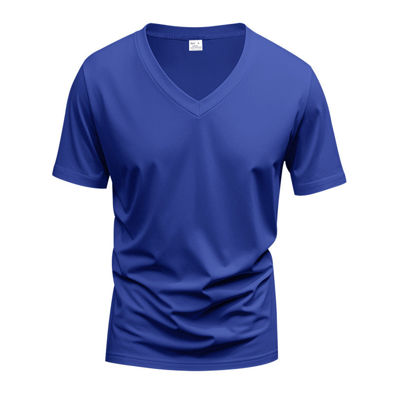 Herren nan V-Ausschnitt-T-Shirt aus Stretchbaumwolle mit ergonomischem Schulterschnitt und flachem Saum R&B