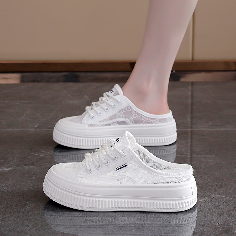 Damen Modische Sneakers mit eleganter Spitzenstruktur und leichter Dämpfung R&B