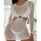 Damen transparentes Netzmini-Kleid mit ausgefallenem Cut-Out-Design R&B
