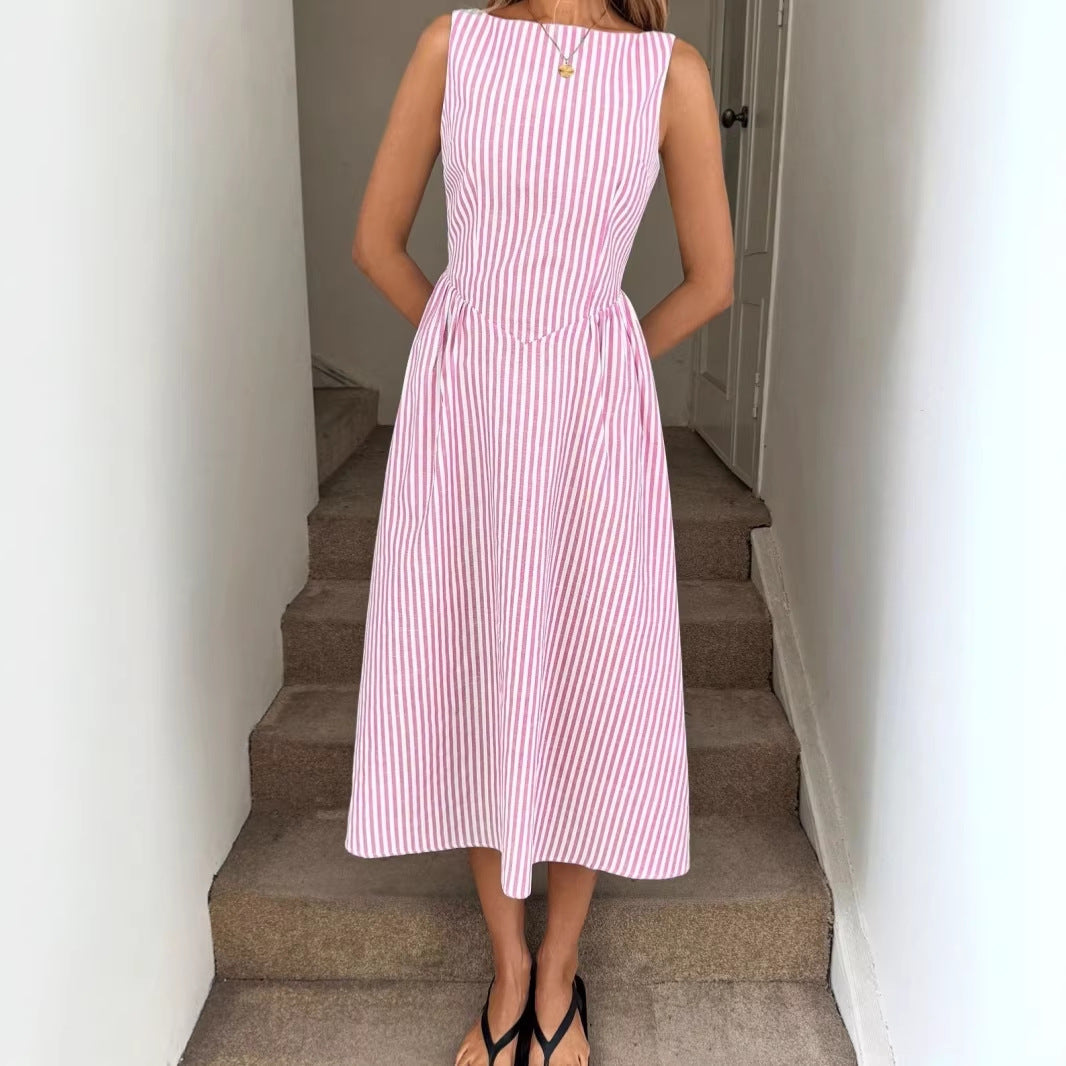 Damen Elegantes Midi-Kleid im Streifenlook R&B