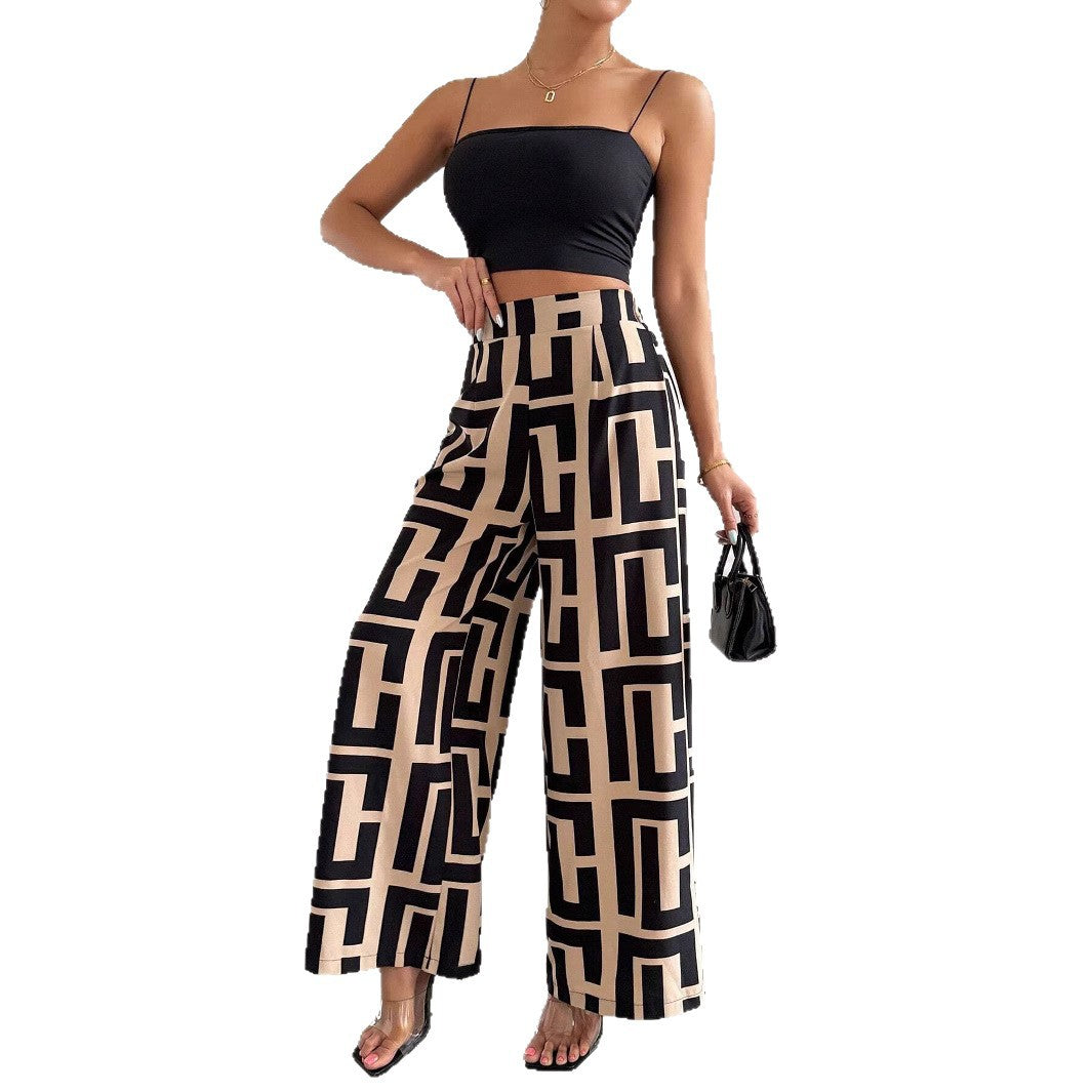 Damen Modische Palazzo-Hose mit grafischem Muster R&B