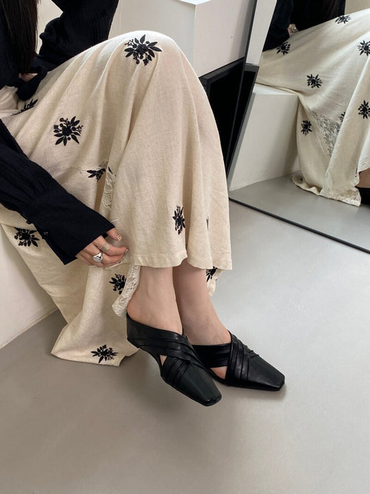 Damen elegante Mules mit geschwungenem Design R&B