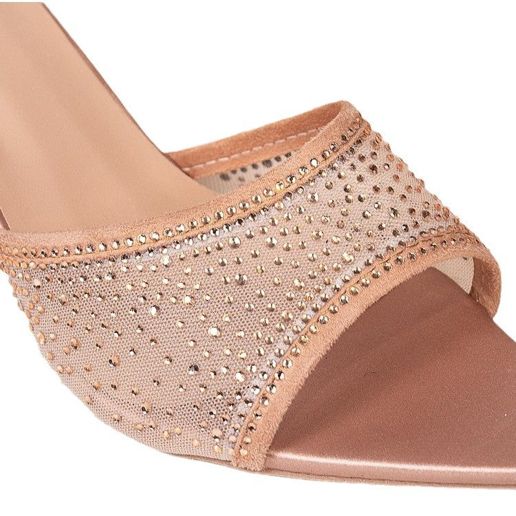 Damen Glamouröse Mules mit funkelnden Strass-Verzierungen R&B