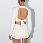 Damen Langarm Cropped Top R&B