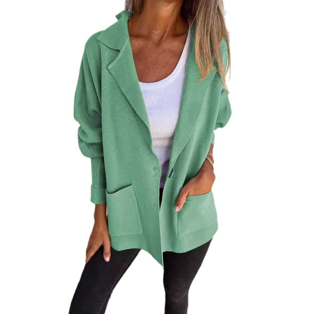 Damen Lässiger Oversize-Blazer mit praktischen Taschen und Knopfverschluss R&B