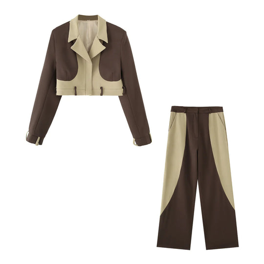 Damen cropped Blazer- und Hosen-Ensemble R&B