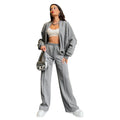 Damen lässiges Freizeit-Set aus weichem Sweatstoff mit hohem Kragen und weitem Schnitt R&B