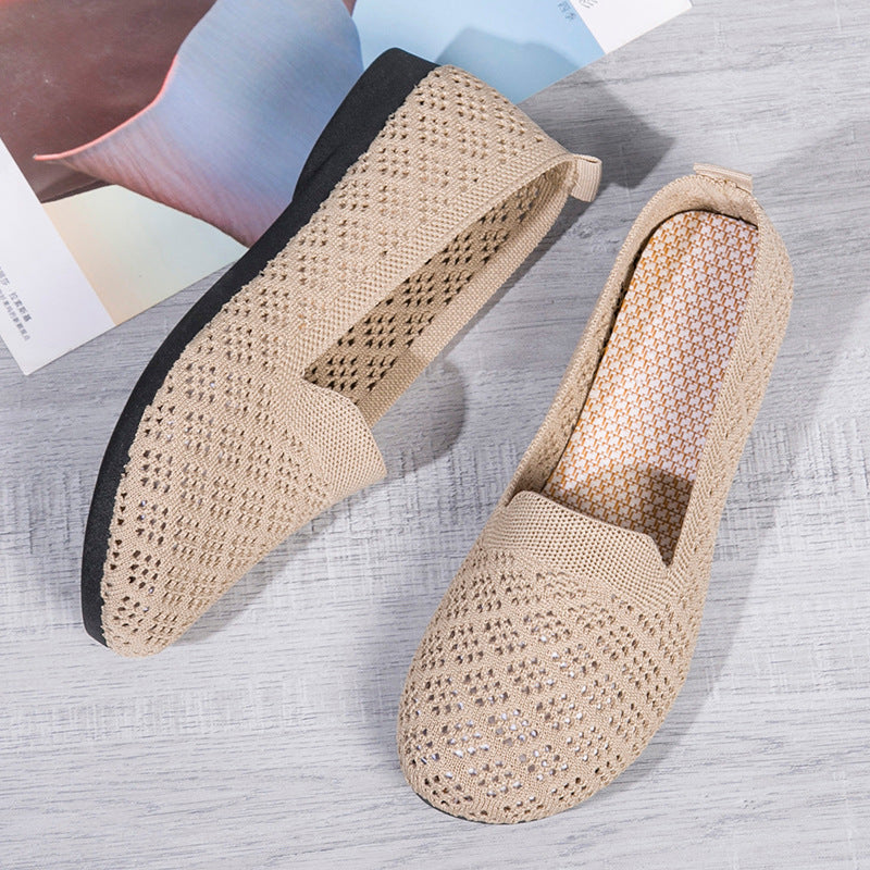 Damen atmungsaktive Slip-On Ballerinas aus luftdurchlässigem Material