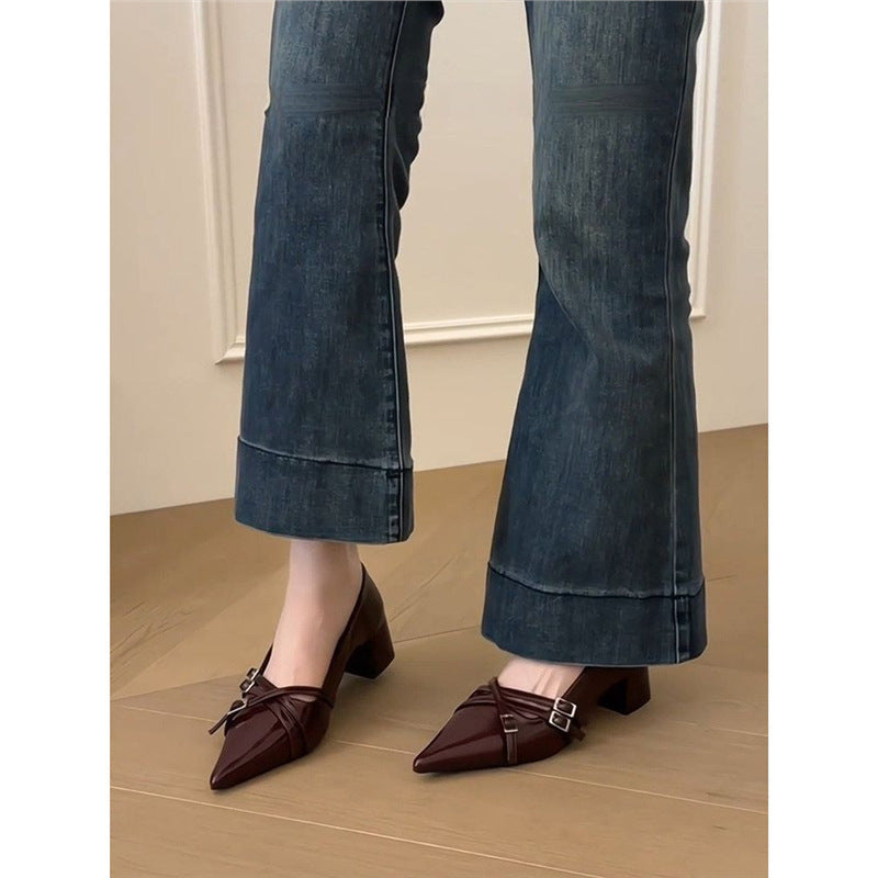 Damen elegante Stiletto-Pumps mit modischem Riemendesign R&B