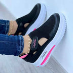 Damen bequeme Slip-On Sneakers mit atmungsaktivem Mesh-Obermaterial und ergonomischer Sohlentechnologie EB
