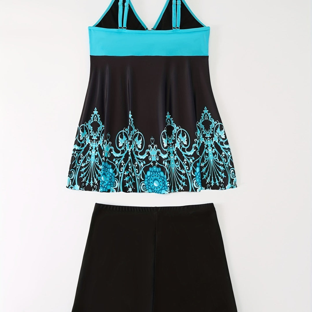 Damen Badeanzug-Set mit elegantem Muster und bequemen Shorts R&B