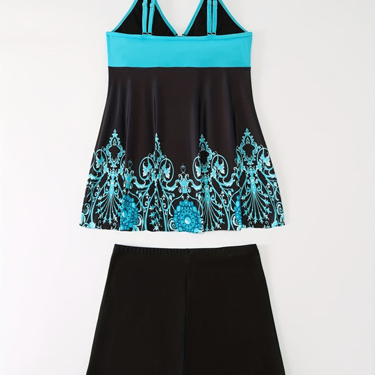 Damen Badeanzug-Set mit elegantem Muster und bequemen Shorts R&B