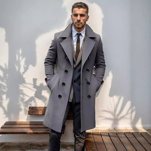 Herren doppelreiher Mantel aus hochwertigem Material R&B