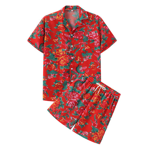 Damen Sommerliches Set mit floralem Kurzarmhemd und Shorts R&B