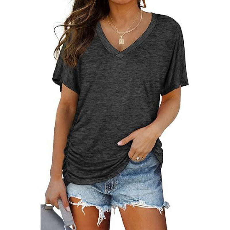 Damen V-Ausschnitt T-Shirt Aus Weichem Single Jersey Heidi-Mode