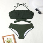 Damen Bikini-Set mit modischem Bandeau-Oberteil und hoch geschnittenem Slip R&B
