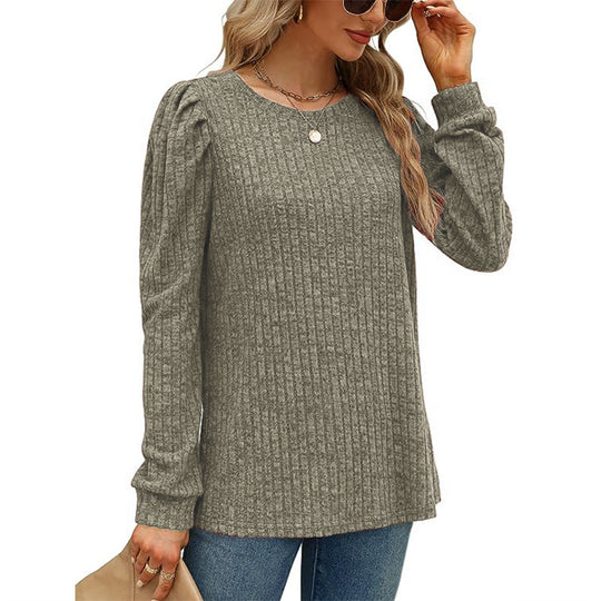 Damen stilvolles Pullover mit gerafften Ärmeln R&B