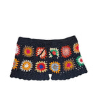Damen Häkelshorts mit buntem Granny-Quadrat-Muster R&B
