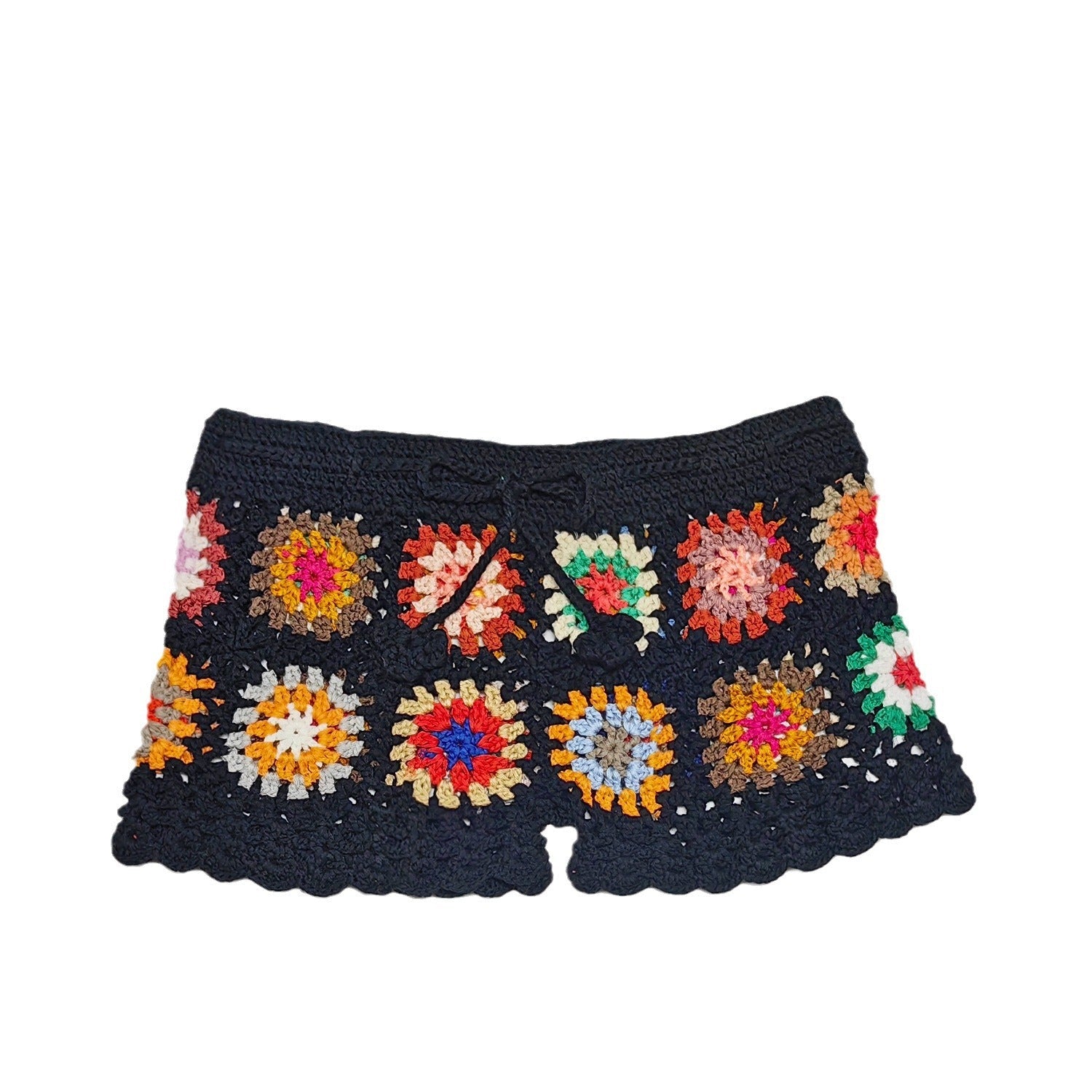 Damen Häkelshorts mit buntem Granny-Quadrat-Muster R&B