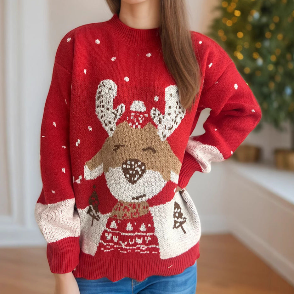 Damen Pullover mit festlichem Rentier-Motiv und himmlischem Design R&B