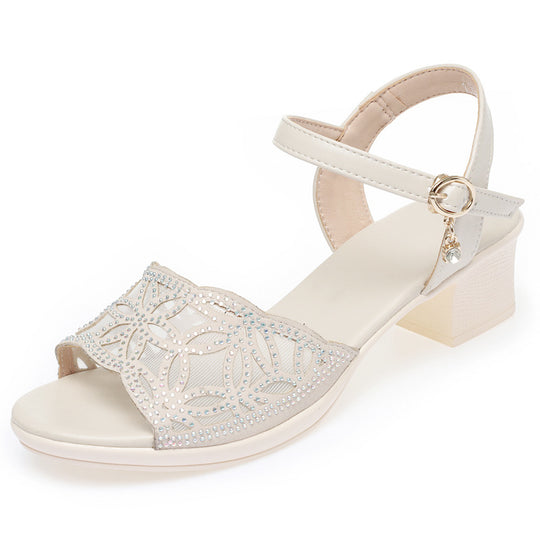 Damen Sandaletten mit verstellbarem Riemen und funkelndem Strassdetail R&B