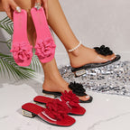 Damen Komfortable Slide-Sandalen mit eleganter Blumenapplikation und rutschfester Sohle