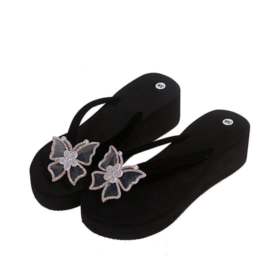 Damen Wedge-Zehentrenner mit glamourösem Blumendesign und rutschfester Sohle R&B