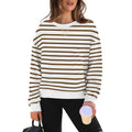 Damen lässiger Sweatshirt mit modernem Streifenmuster und Rundhalsausschnitt R&B