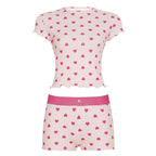 Damen Freizeitpyjama Set mit herzförmigem Design und elastischem Bund R&B
