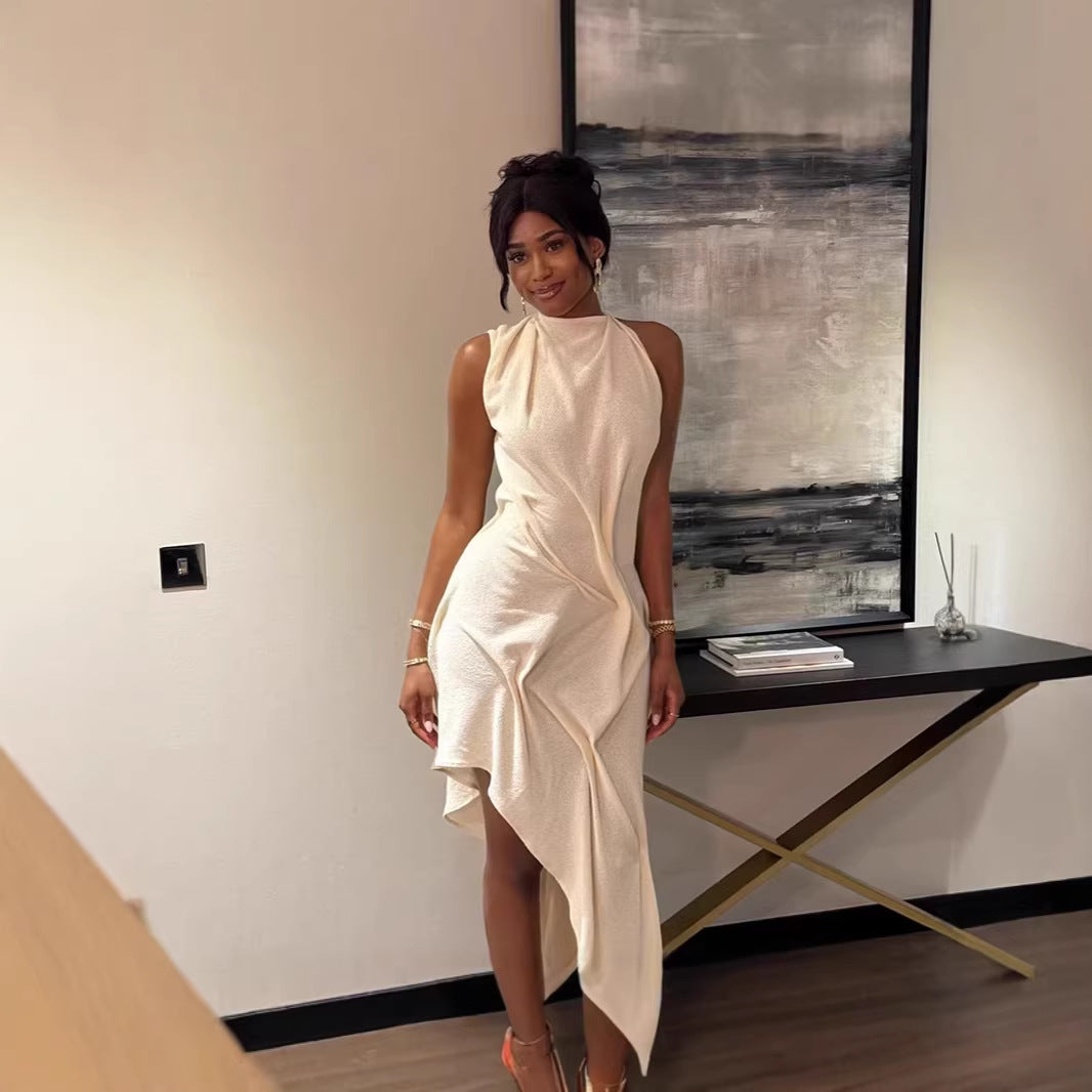 Damen asymmetrisches Freizeitkleid R&B