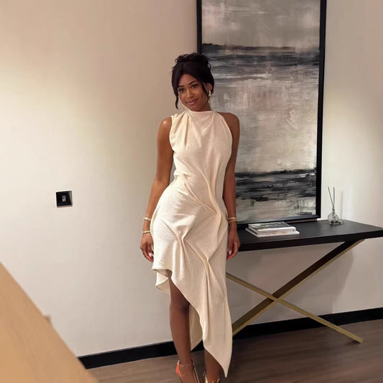 Damen asymmetrisches Freizeitkleid R&B