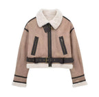 Damen modische Bikerjacke mit Fleece-Detail