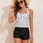 Damen Einteiliger Badeanzug mit Rüschendetails und Hüftshorts R&B