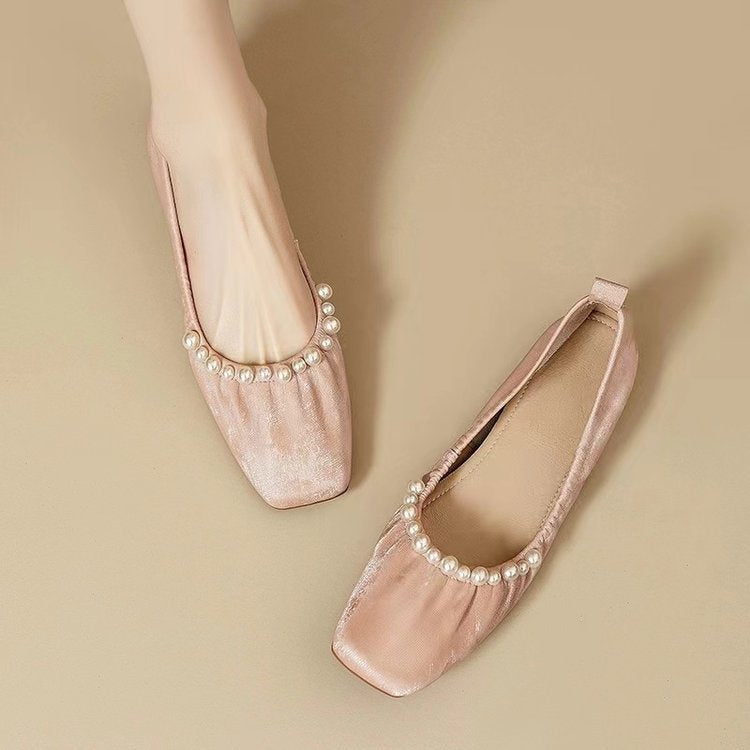 Damen elegante Ballerinas mit perlverziertem Design und komfortablem Fußbett R&B