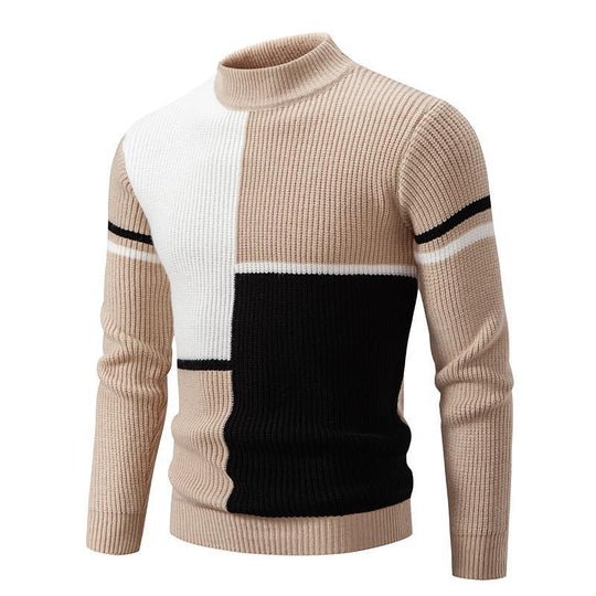 Herren modischer Rollkragenpullover mit grafischem Zopfmuster R&B 1758205596