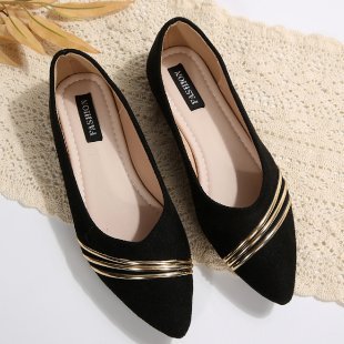 Damen elegante Ballerinas mit schimmernden goldenen Akzenten R&B