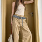 Damen Weite Freizeithose mit Rüschendetails und verstellbarem Bund R&B