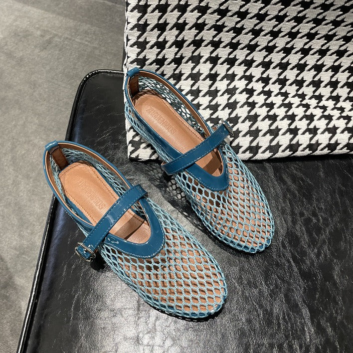 Damen Netz-Slipper mit verstellbarem Riemen und weichem Innenfutter R&B