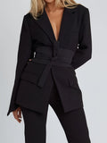 Damen eleganter Blazer mit tailliertem Schnitt und praktischem Gürtel
