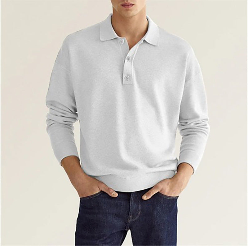 Herren Langarm Polohemd aus atmungsaktivem Stoff mit modernen Knopfdetails R&B