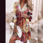 Damen lässiges Kleid mit V-Ausschnitt und Rüschendetails