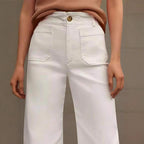 Damen Weite Culotte-Jeans mit gesticktem Blumenmuster R&B