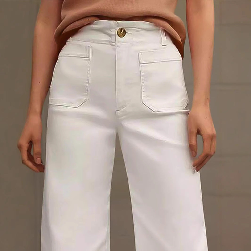 Damen Weite Culotte-Jeans mit gesticktem Blumenmuster R&B