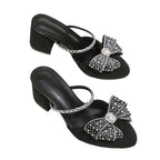 Damen Modische Slingback-Sandalen mit funkelnden Akzenten und Absatz R&B