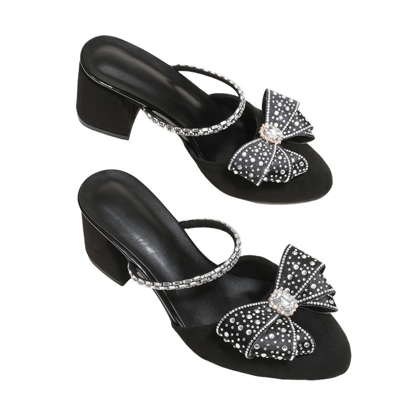 Damen Modische Slingback-Sandalen mit funkelnden Akzenten und Absatz R&B